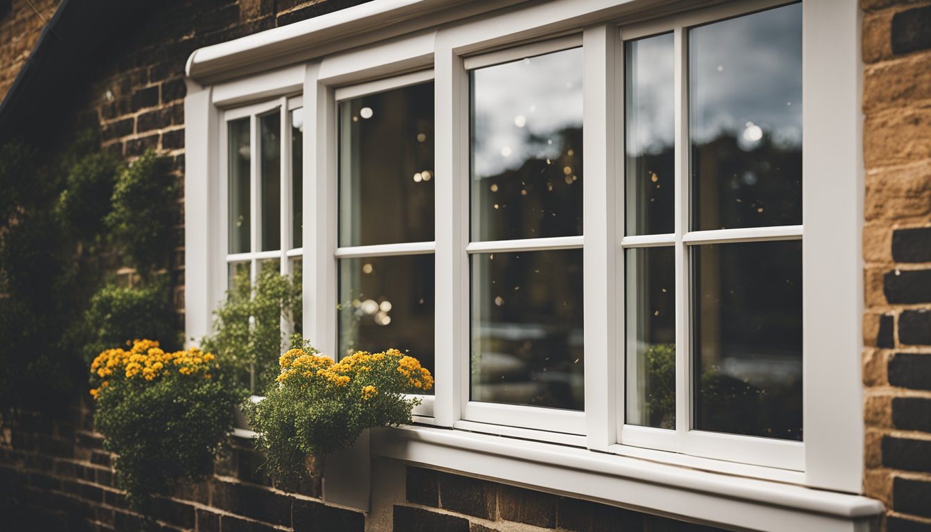 A cozy UK home with double glazed windows, showing reduced heat loss and energy savings