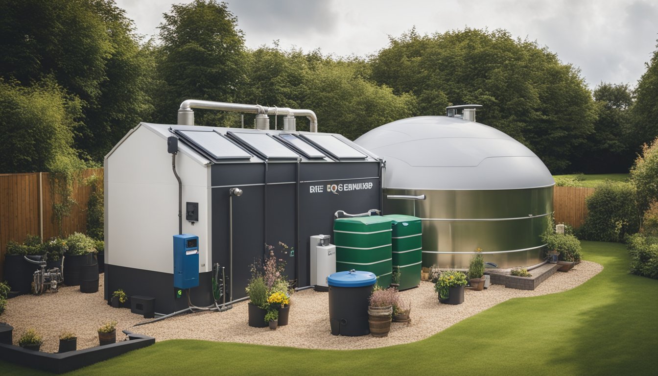 A family house in the UK with a biogas system installed, showing the process of waste being converted into renewable energy