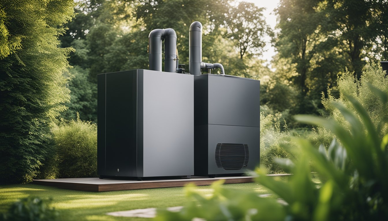 A modern home with a hydrogen boiler installed, surrounded by greenery and clean air